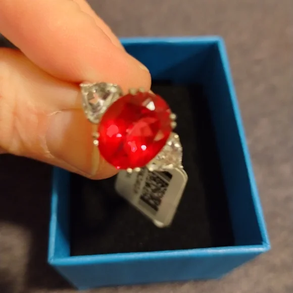 NEW 4CT RASPBERRY PINK TOPAZ STERLING SILVER RING SIZE 9 WITH 1.3CT WHITE TOPAZ - Picture 2 of 4